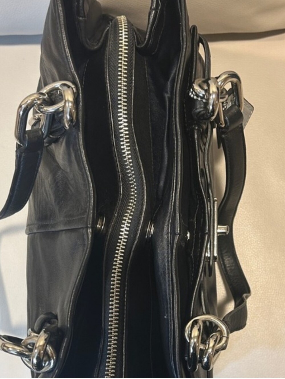 Coach Chelsea Jayden Black Leather Carryall Shoulder Bag EUC - Picture 4 of 11